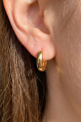 Fame Gold Dipped Chunky Small Huggie Hoop Earrings gold front view