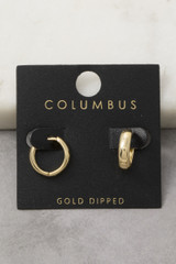 Fame Gold Dipped Chunky Small Huggie Hoop Earrings gold detail angle