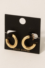 Fame Gold Dipped Tube Hoop Earrings Gold Dipped front view