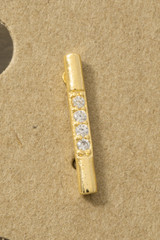 Fame 18K Gold-Dipped Cubic Zirconia Pavé Bar Stud Earrings close-up