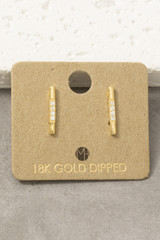 Fame 18K Gold-Dipped Cubic Zirconia Pavé Bar Stud Earrings detail