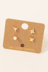 Fame Mini Floral Pearl Stud Earrings Set full view