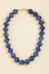Fame Irregular Marble Resin Beaded Necklace Blue