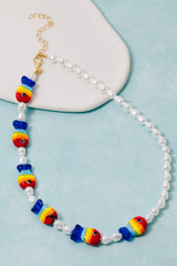 Fame Pearl And Rainbow Fish Beads Necklace Pearl And Rainbow Fish Beads Necklace full view