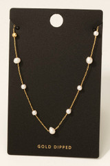 Fame Gold-Dipped Mini Pearl Station Beads Chain Necklace Gold-Dipped chain
