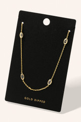 Fame Dainty Chain Oval Rhinestone Station Necklace in Gold full view