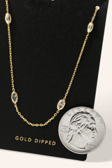 Fame Dainty Chain Oval Rhinestone Station Necklace in Gold detail view
