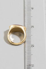 Fame Accessories Oval Natural Stone Signet Ring in Ivory/Gold detail