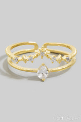 Fame Cubic Zirconia Star Constellation & Pear Stone Double Band Ring close-up detail