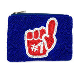 TYLER'S #1 Fan Seed Beaded Coin Purse in Blue/Red