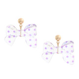 TYLER'S Polka Dot Clear Bow Earrings front view