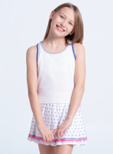Lucky in Love Girls' Rib Line Tank in White
