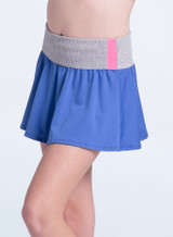 Lucky in Love Girls' Rib Line Flounce Skirt in Pink/Blue front view