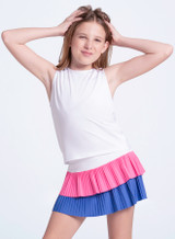 Lucky in Love Girls' Doubles Pleated Skirt Pink Blue back view