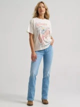 Wrangler Women's Action Packed Rodeo Girlfriend Graphic Tee in Egret side angle