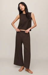 Z Supply Women's Sloane Cotton Jersey Tank Top in Dark Chocolate front view