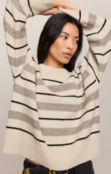 Z Supply Women's Cirrus Stripe Sweater in Chalk side detail