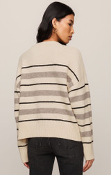 Z Supply Women's Cirrus Stripe Sweater in Chalk back view