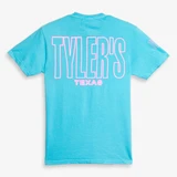 TYLER'S Comfort Wash Neon Block Tee Lagoon Blue Neon Pink back