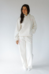 Happy Camp3r Women's Cross My Heart Hoodie in Off White detail