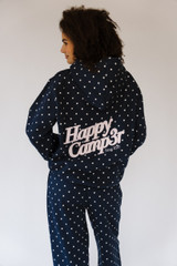Happy Camp3r Women's Dot Applique Hoodie in Navy front view