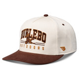 Burlebo Fly Wild Snapback Hat in White/Brown quarter view