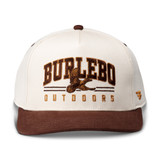 Burlebo Fly Wild Snapback Hat in White/Brown front view