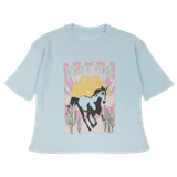 Tiny Whales Girls' Wild and Free Tee in Baby Blue front view