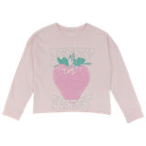 Tiny Whales Girls' Berry Sweet Long Sleeve Tee in Baby Pink front view