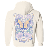 Tiny Whales Girls' Peace Tour Hoodie in natural, back view
