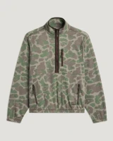 Free Fly Men's Ashridge Fleece Half Zip Jacket in Vintage Camo Oil Green front view