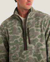 Free Fly Men's Ashridge Fleece Half Zip Jacket in Vintage Camo Oil Green back view