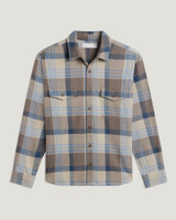 Free Fly Men's Gallatin Overshirt Desert Tan Plaid flat lay
