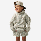 Burlebo Boys' Vintage Washed Fleece Hoodie in Classic Deer Camo hood detail