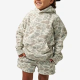 Burlebo Boys' Vintage Washed Fleece Hoodie in Classic Deer Camo side view