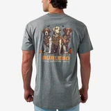 Burlebo Men's Camo Duck Dogs Tee in Dark Heather Grey model shot