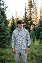 Burlebo Men's Thermal Hoodie in Classic Deer Camo fabric detail