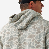 Burlebo Men's Vintage Washed Fleece Hoodie in Classic Deer Camo back view