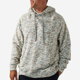 Burlebo Men's Vintage Washed Fleece Hoodie in Classic Deer Camo flat lay