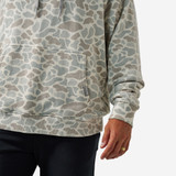 Burlebo Men's Vintage Washed Fleece Hoodie in Classic Deer Camo detail view