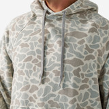 Burlebo Men's Vintage Washed Fleece Hoodie in Classic Deer Camo fit detail