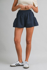 Mable Women's Seersucker Shorts Navy front view