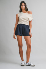 Mable Women's Seersucker Shorts White front view