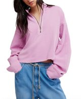 Free People Women's Celeste Quarter Zip Pullover Blue front view