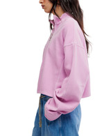 Free People Women's Celeste Quarter Zip Pullover Hummingbird Pink back detail
