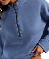 Free People Women's Celeste Quarter Zip Pullover Salsa close-up detail