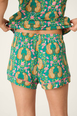 PJ Salvage Cheetah Bonita Dreams Pajama Shorts Teal Blue back view