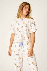 PJ Salvage Meet Me in Pawris Dog Pajama Top Ivory flat lay