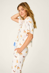 PJ Salvage Meet Me in Pawris Dog Pajama Top Ivory front view