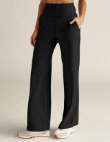 Beyond Yoga Women's Spacedye™ Laid Back Wide Leg Pants Darkest Night waistband detail
